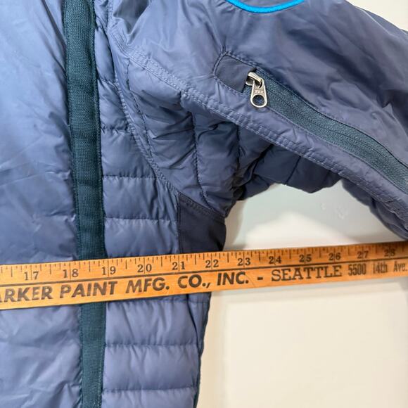 Kuhl Men's Spyfire Hooded Jacket Coat Puffer Quilted Down Fill Navy Blue Medium - Picture 8 of 10